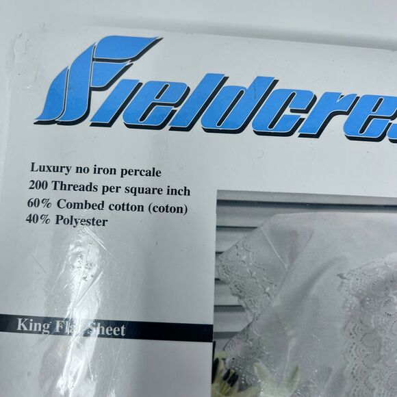 Vintage Fieldcrest Cannon White Princess Lace King Size Flat Sheet - Picture 6 of 6